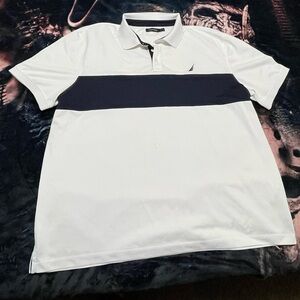 Nautica Men's Polo Shirt in White and Navy